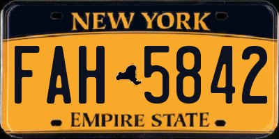 NY license plate FAH5842