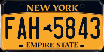 NY license plate FAH5843