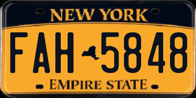NY license plate FAH5848