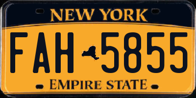NY license plate FAH5855