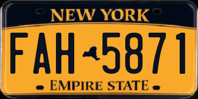 NY license plate FAH5871