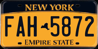 NY license plate FAH5872