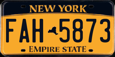 NY license plate FAH5873