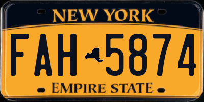 NY license plate FAH5874