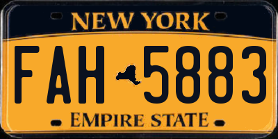 NY license plate FAH5883