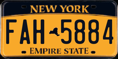 NY license plate FAH5884