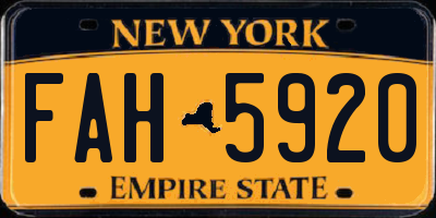 NY license plate FAH5920