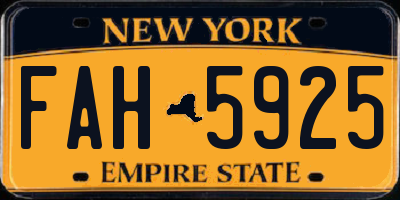 NY license plate FAH5925