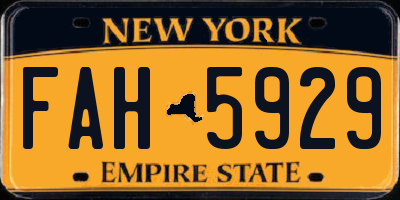 NY license plate FAH5929