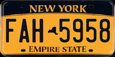 NY license plate FAH5958