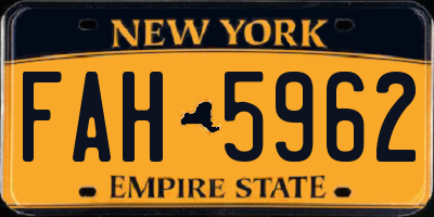 NY license plate FAH5962