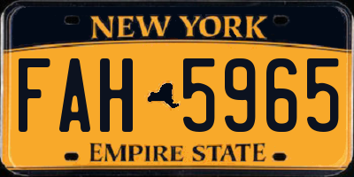 NY license plate FAH5965