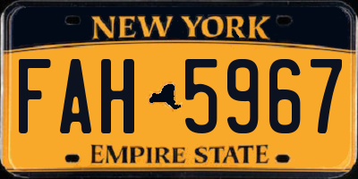NY license plate FAH5967