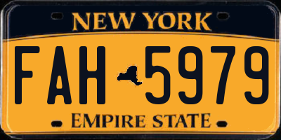 NY license plate FAH5979