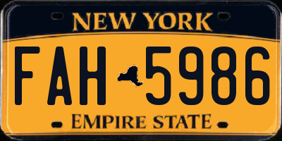 NY license plate FAH5986