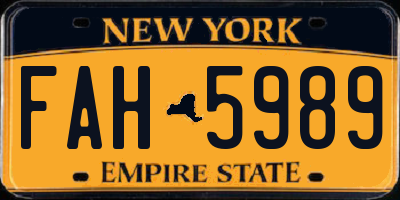 NY license plate FAH5989