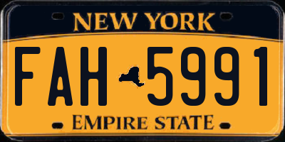 NY license plate FAH5991