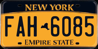 NY license plate FAH6085