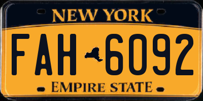NY license plate FAH6092
