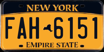 NY license plate FAH6151