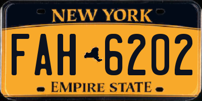 NY license plate FAH6202