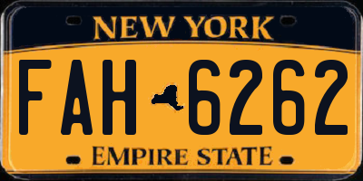 NY license plate FAH6262