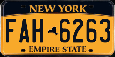NY license plate FAH6263