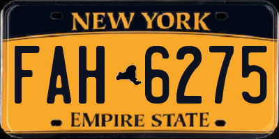 NY license plate FAH6275