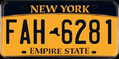 NY license plate FAH6281