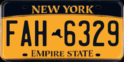 NY license plate FAH6329