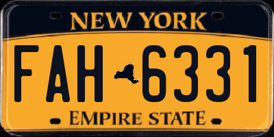 NY license plate FAH6331