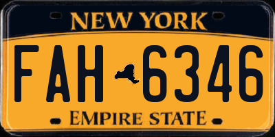 NY license plate FAH6346