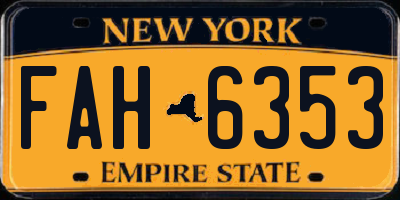 NY license plate FAH6353