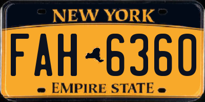 NY license plate FAH6360