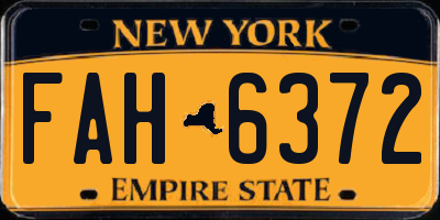 NY license plate FAH6372