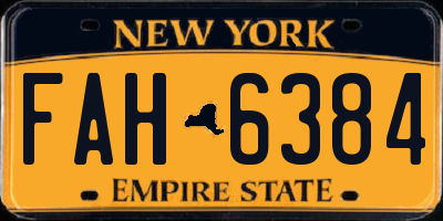 NY license plate FAH6384