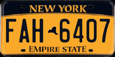 NY license plate FAH6407