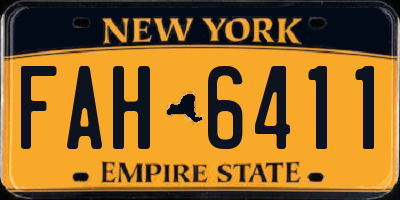 NY license plate FAH6411