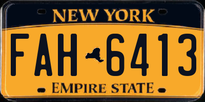 NY license plate FAH6413