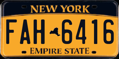 NY license plate FAH6416