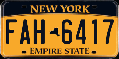 NY license plate FAH6417
