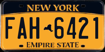 NY license plate FAH6421