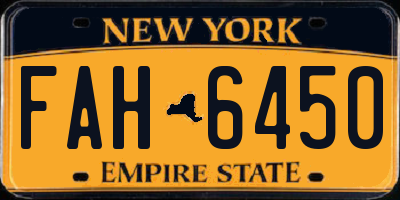 NY license plate FAH6450