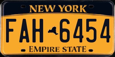 NY license plate FAH6454