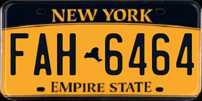 NY license plate FAH6464