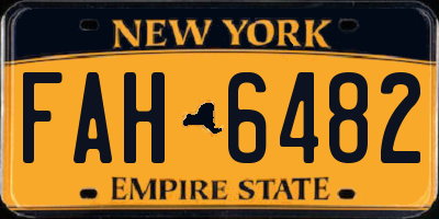 NY license plate FAH6482