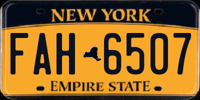 NY license plate FAH6507