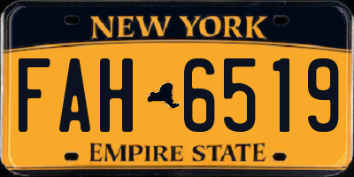 NY license plate FAH6519