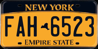 NY license plate FAH6523