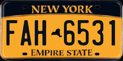 NY license plate FAH6531